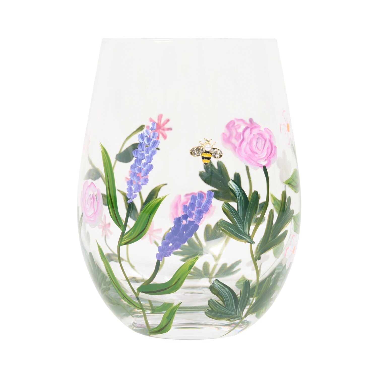 Hand Painted Flowers and Bees Tumbler Image 1