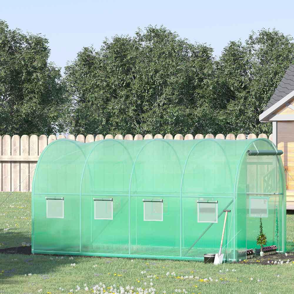 Outsunny Green PE 6.6 x 13ft Walk in Polytunnel Greenhouse Image 3