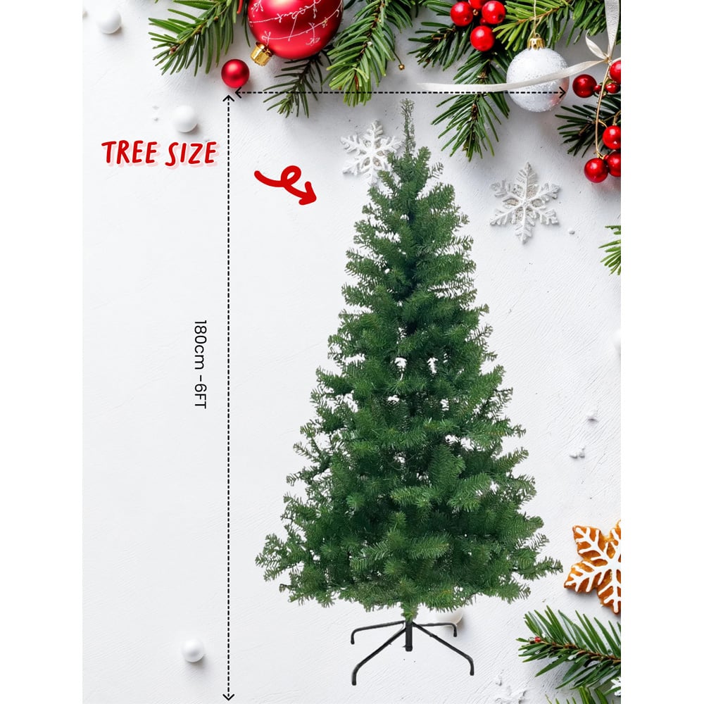 Festive Christmas Green Fir Artificial Christmas Tree 6ft Image 9