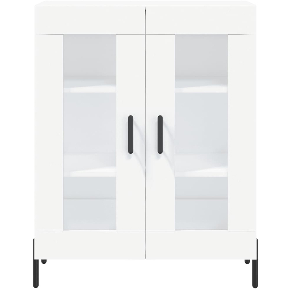 vidaXL 2 Glass Door 3 Open Shelf White Highboard with Metal Legs Image 8