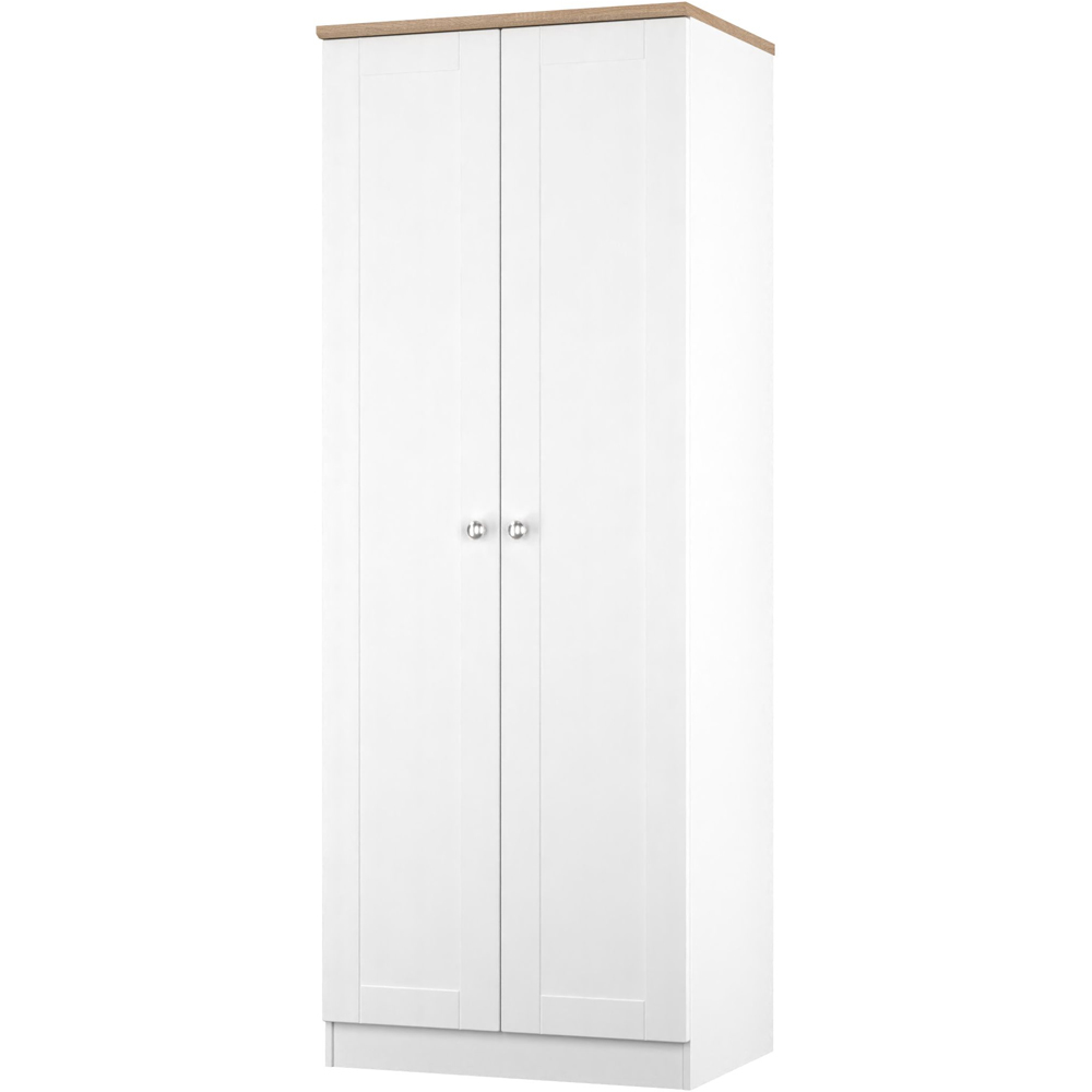 Crowndale Sussex 2 Door White Ash and Bardolino Oak Tall Wardrobe Ready Assembled Image 3