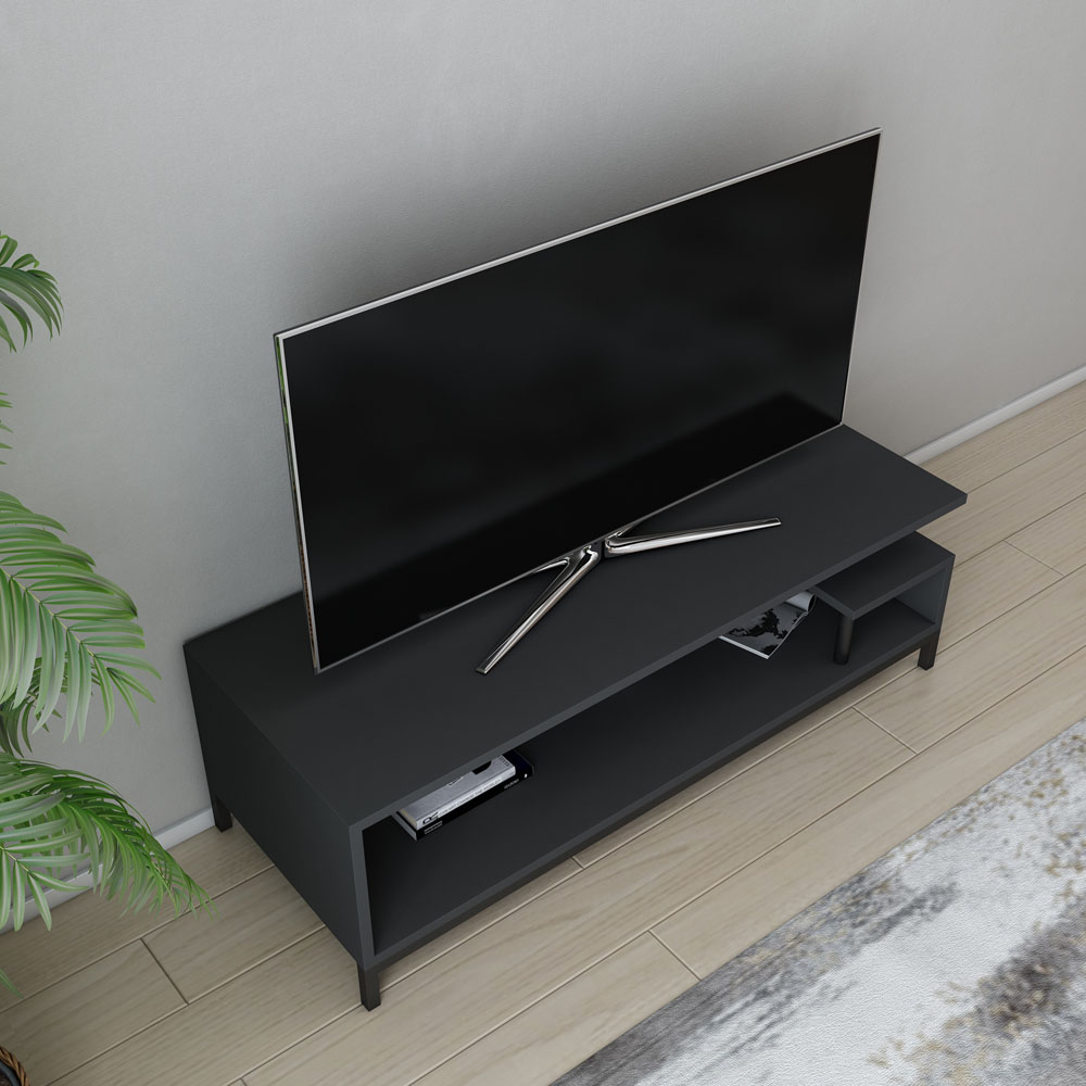 Decorotika Reilly 2 Shelf Black and Anthracite TV Unit Image 3