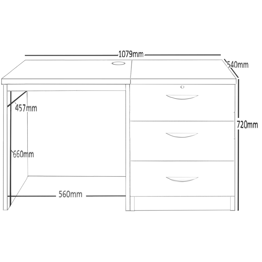 R White Cabinets 3 Drawer White Set-03 Desk Image 5