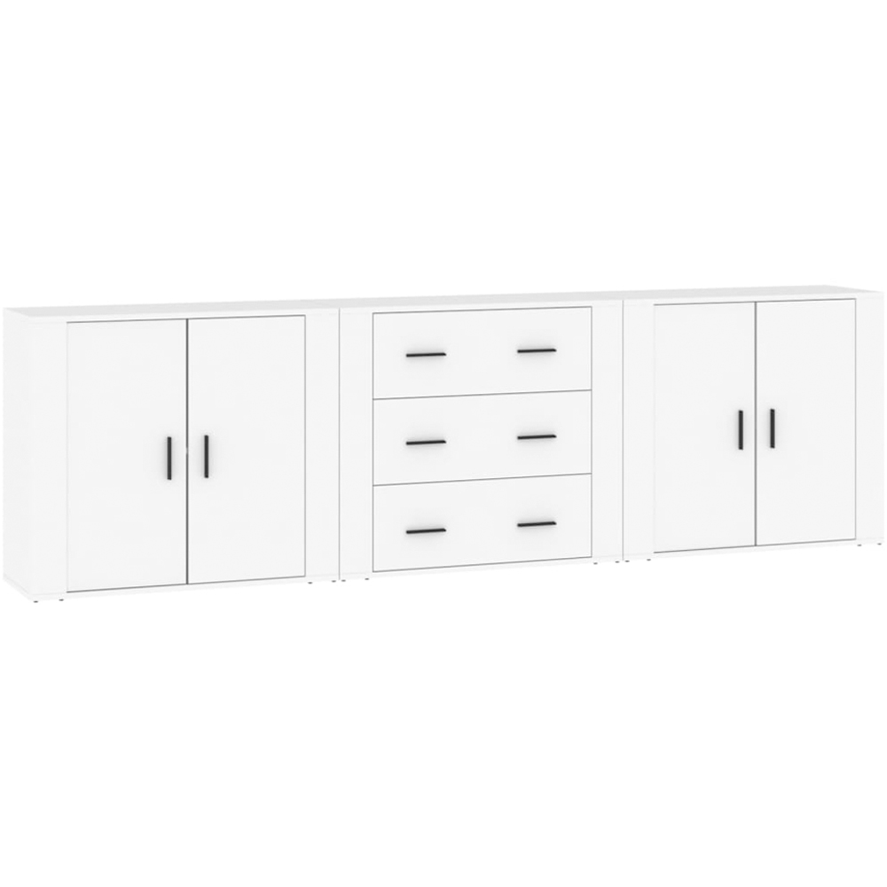 vidaXL 4 Door 3 Drawer White Sideboard 3 Piece Image 2