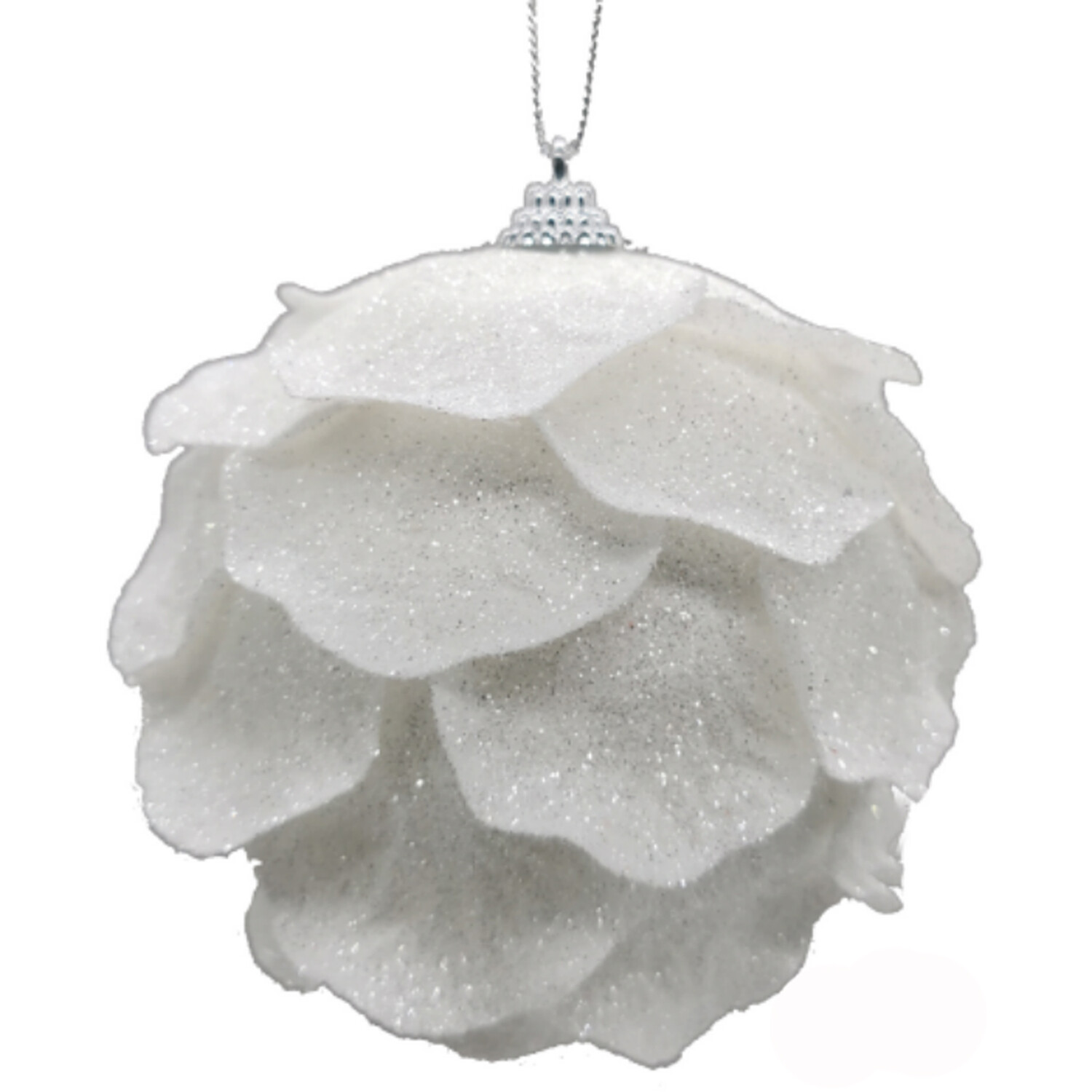 White Silver Flower Bauble Image 3