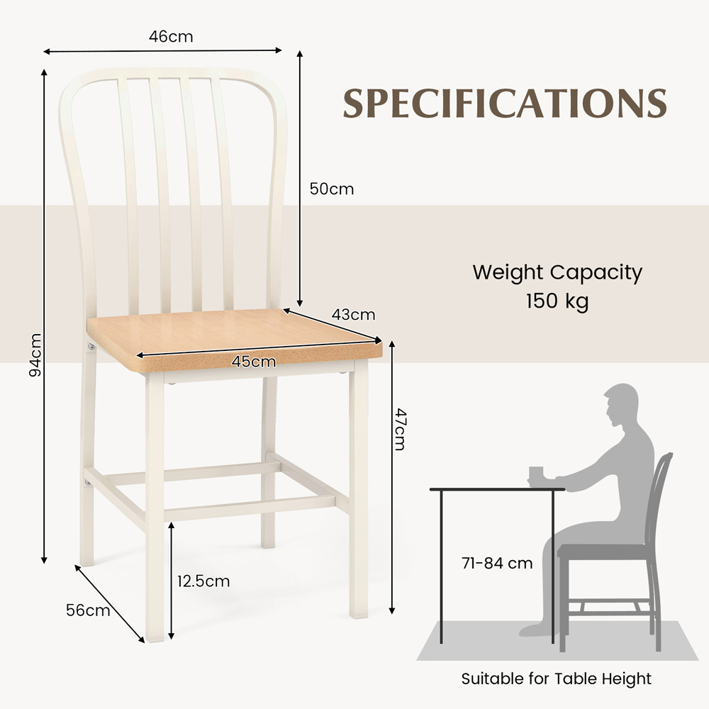 Costway Set of 2 White Dining Chair with Footrest Image 9