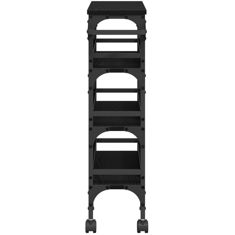vidaXL 3 Shelf Black Oak Kitchen Trolley with Handle Image 7