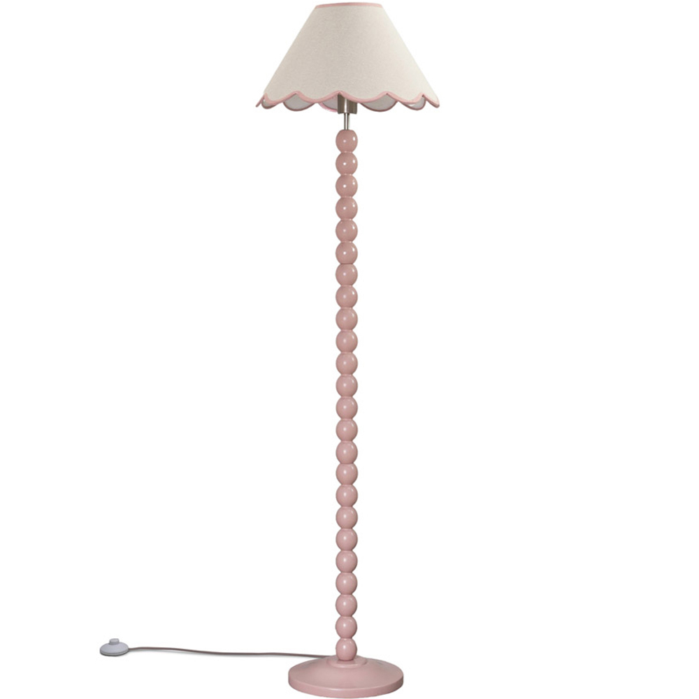 ValueLights Bobbins Pink Scallop Shade Rose Pink LED Floor Lamp Image 1