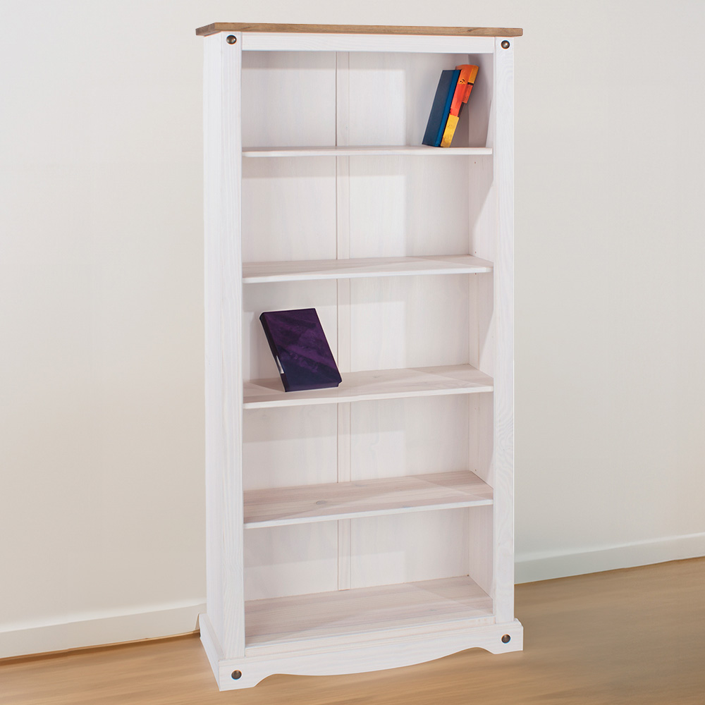 Core Products Corona 5 Shelf White Tall Bookcase Image 1