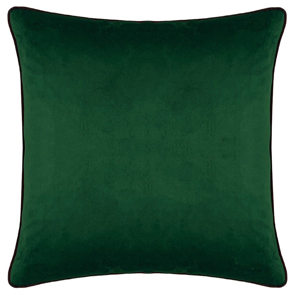 Paoletti Figaro Green Floral Piped Velvet Cushion Image 2