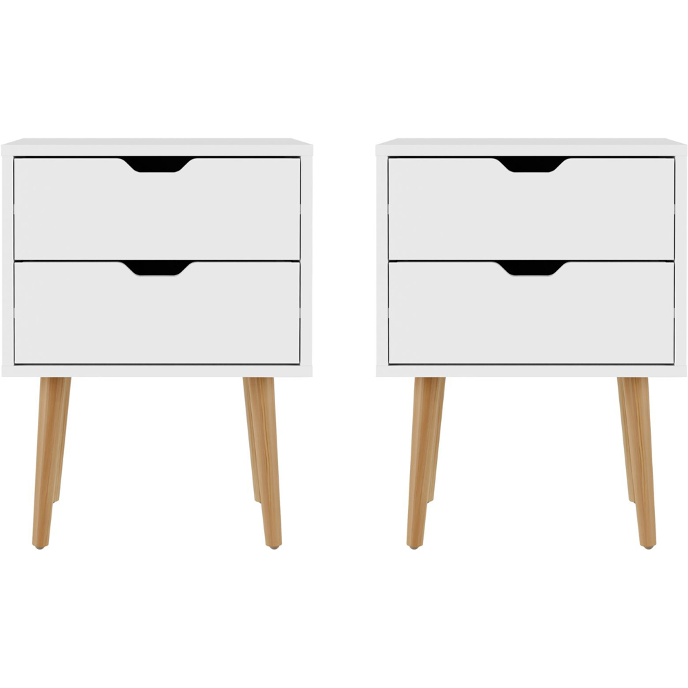 GFW Nyborg 2 Drawer White Bedside Table Set of 2 Image 3