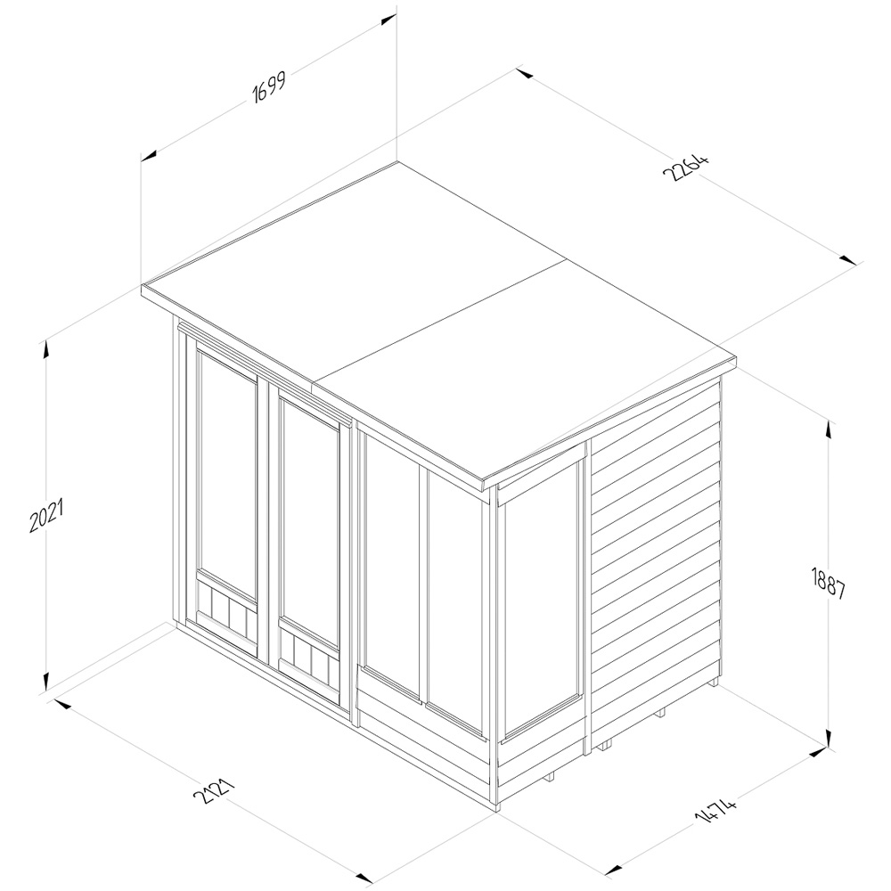 Forest Garden 4LIFE 7 x 5ft Double Door 4 Windows Pent Summerhouse Image 9