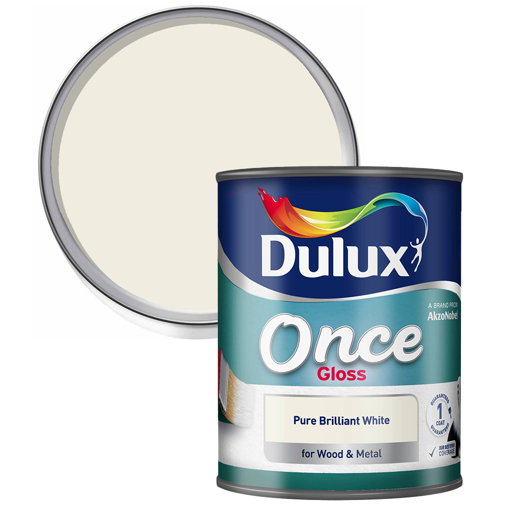 Dulux Wood and Metal Pure Brilliant White Gloss Paint 750ml Image 1