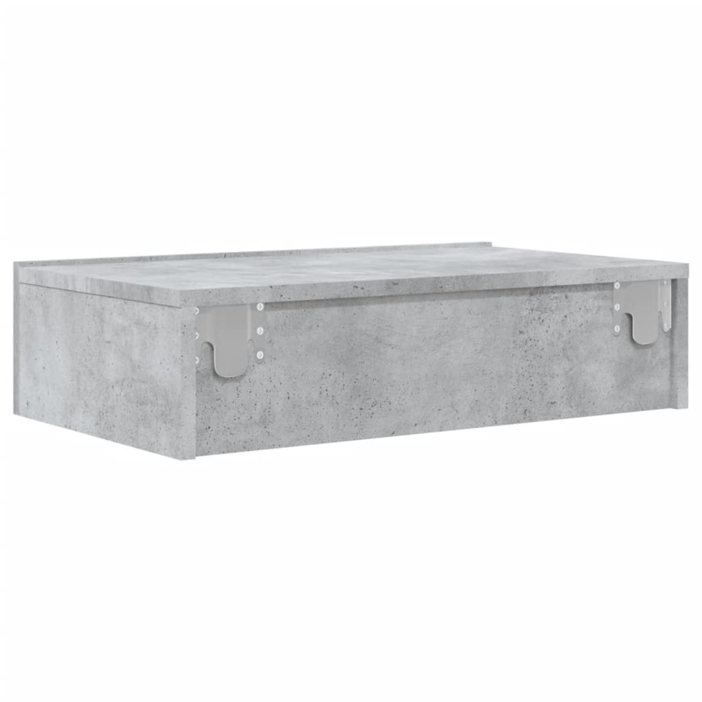 vidaXL Single Drawer Concrete Grey Wall Mounted TV Cabinet with LED Lights Image 6