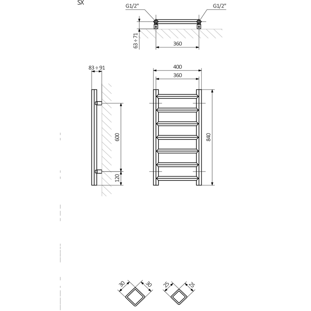 Terma Crystal Modern Grey Electric Towel Rail 840 x 400mm Image 5
