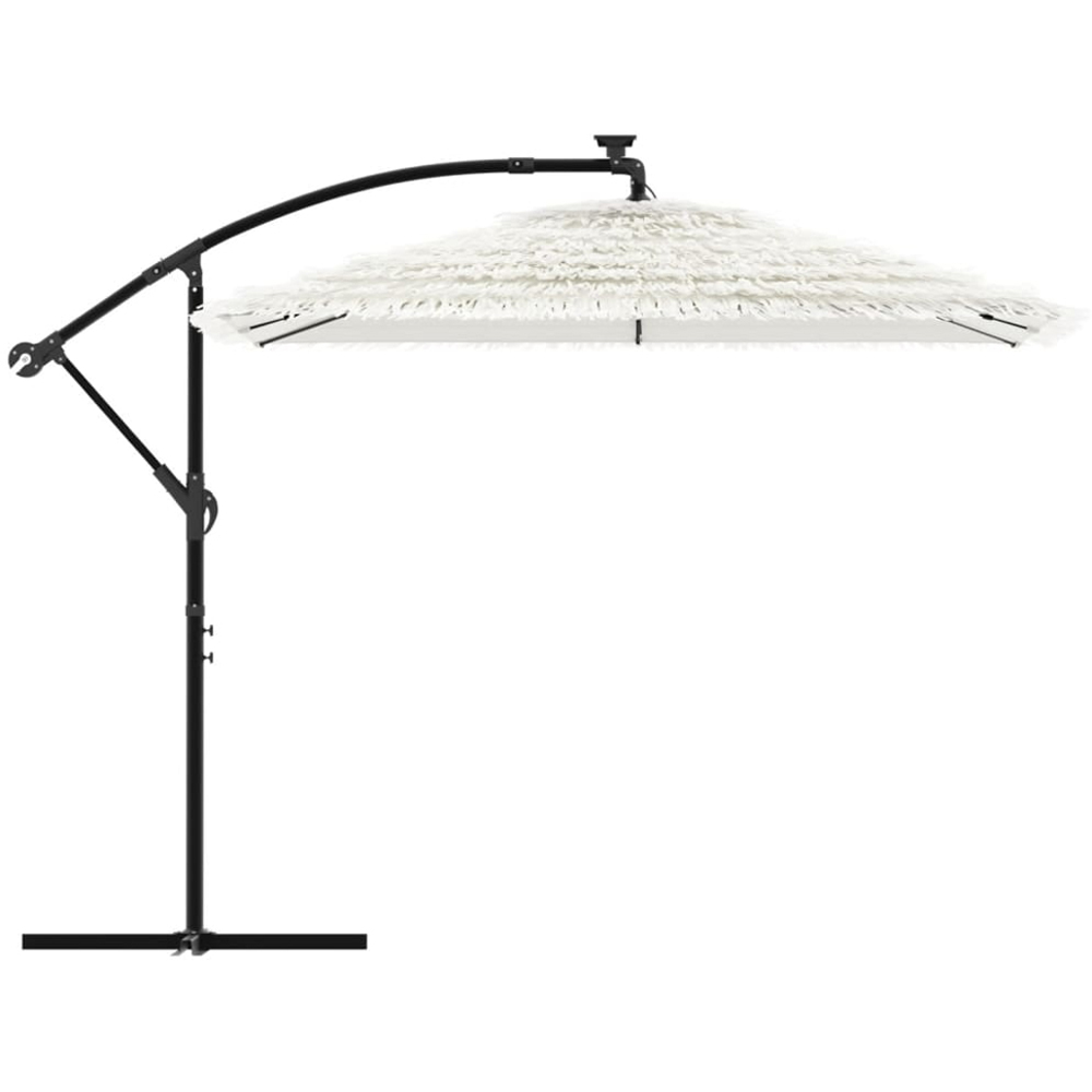 vidaXL White Straw Top Cantilever Parasol with Steel Pole 2.4m Image 3