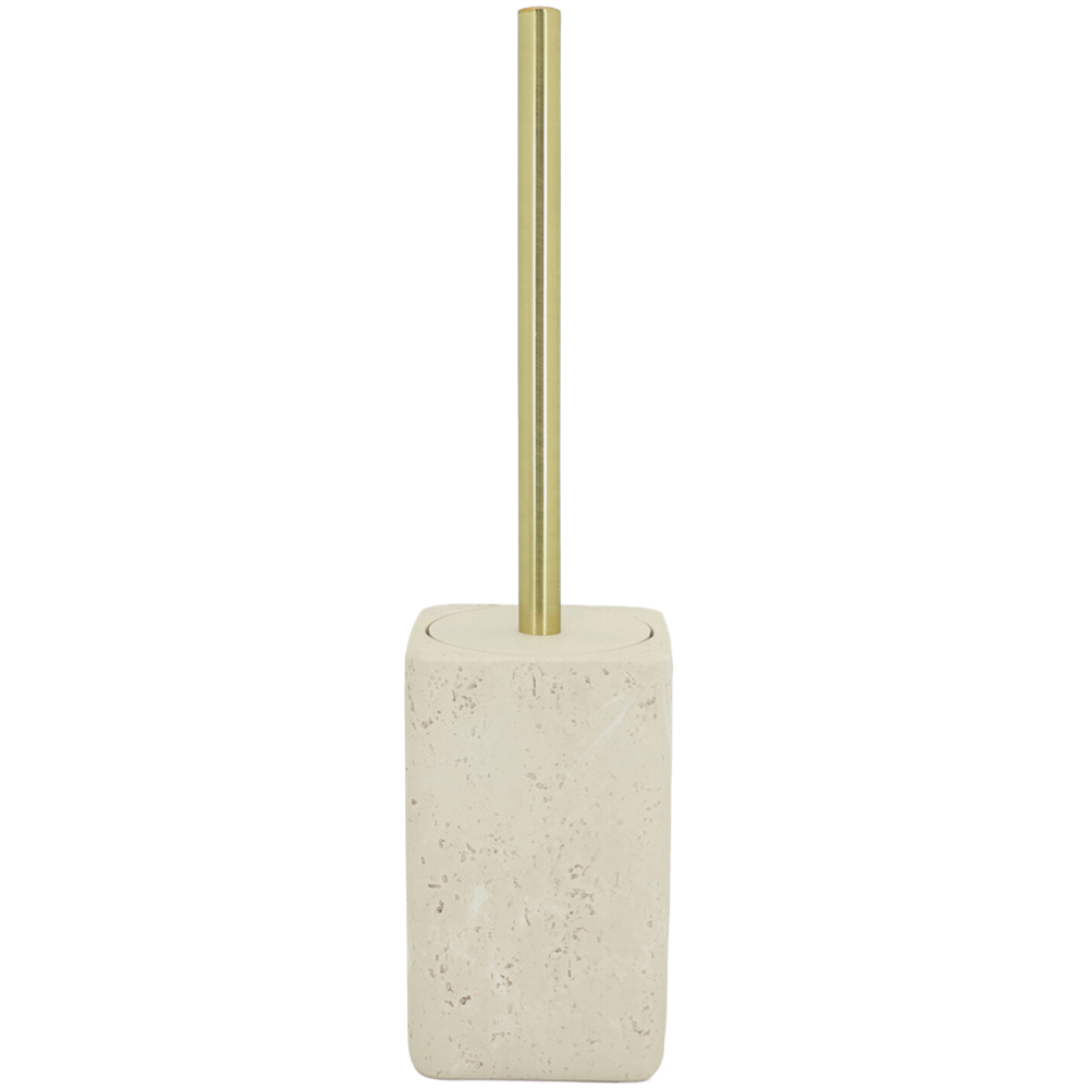 Neutral Stone Effect Toilet Brush Holder Beige Image
