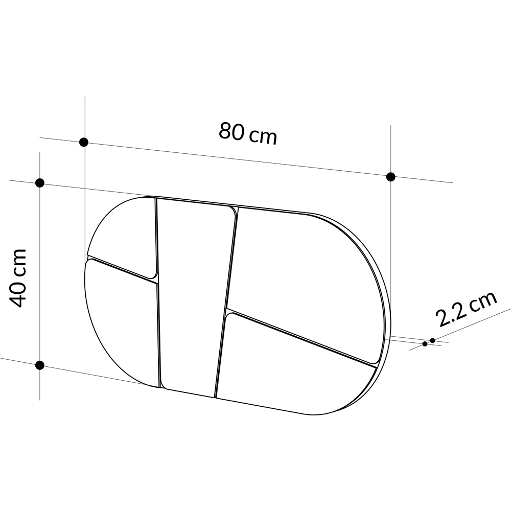 Decortie Otis Abstract Line Design Black Bevelled Oval Wall Mirror 80 x 40cm Image 6