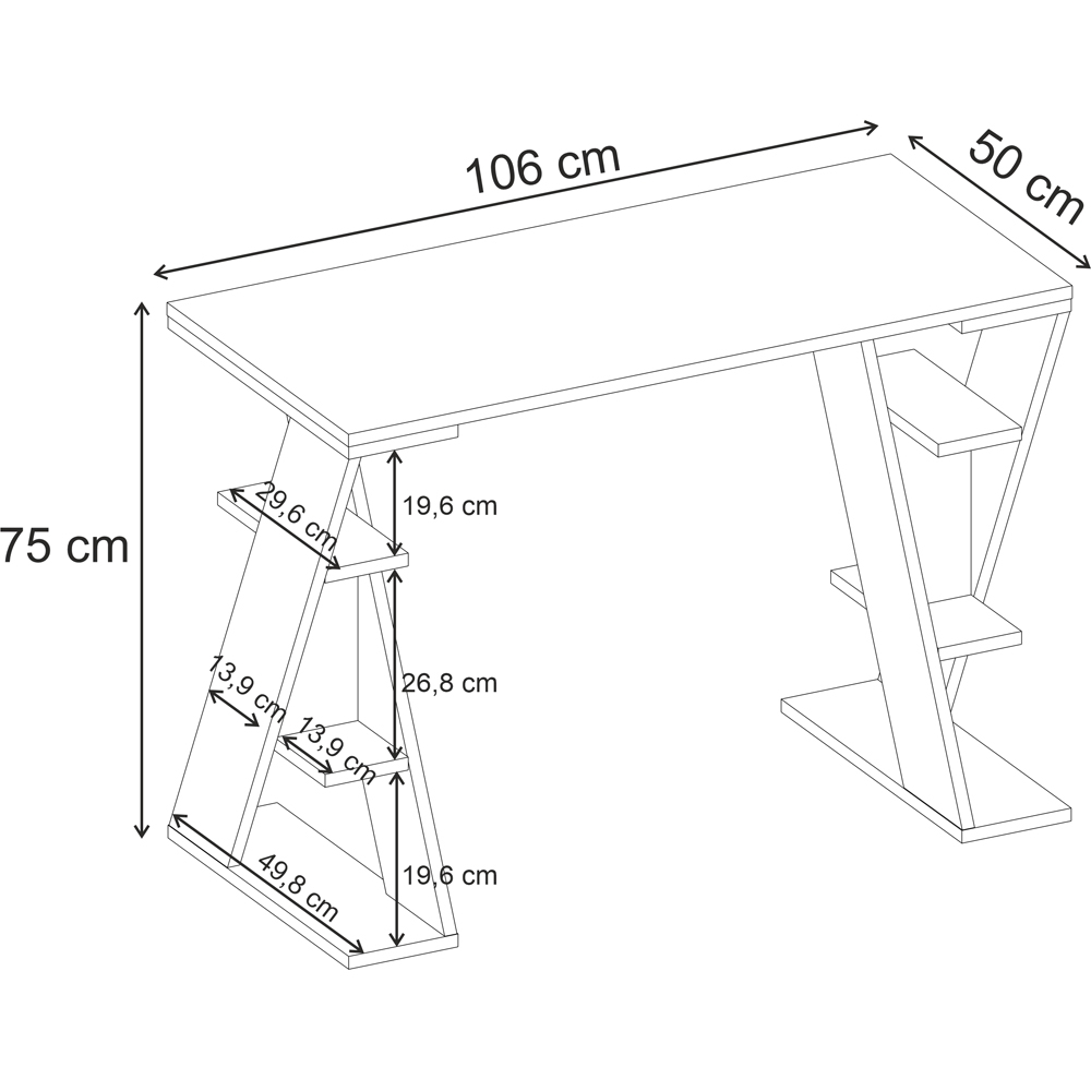 Decortie Papillon 6 Shelf Desk White and Ash Green Image 7
