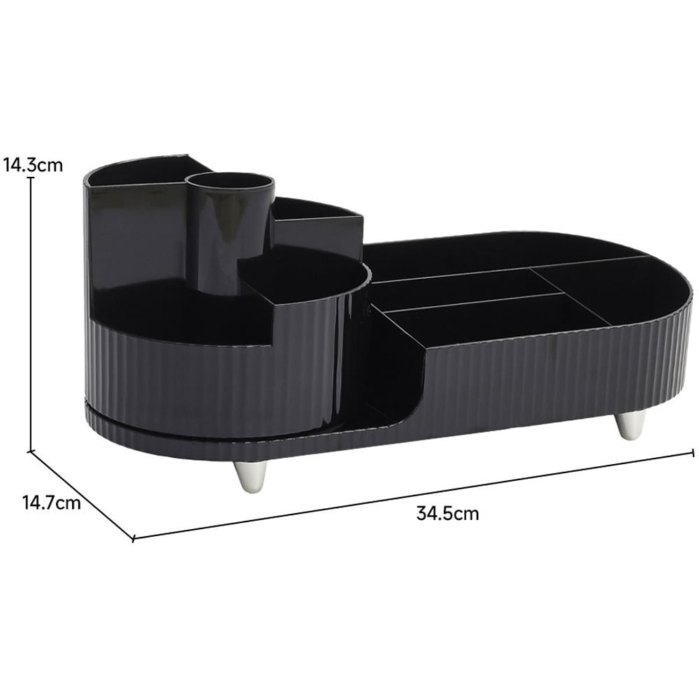 H&O Direct Black Makeup Organiser with Rotating Brush Holder Image 5