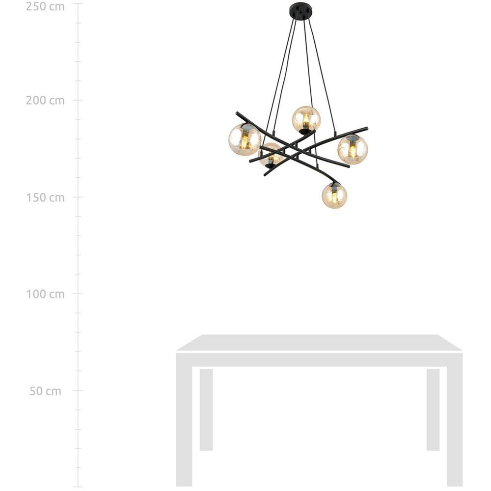 Emibig Essa 5 Light Amber Shade Black E14 Ceiling Pendant Light Image 4