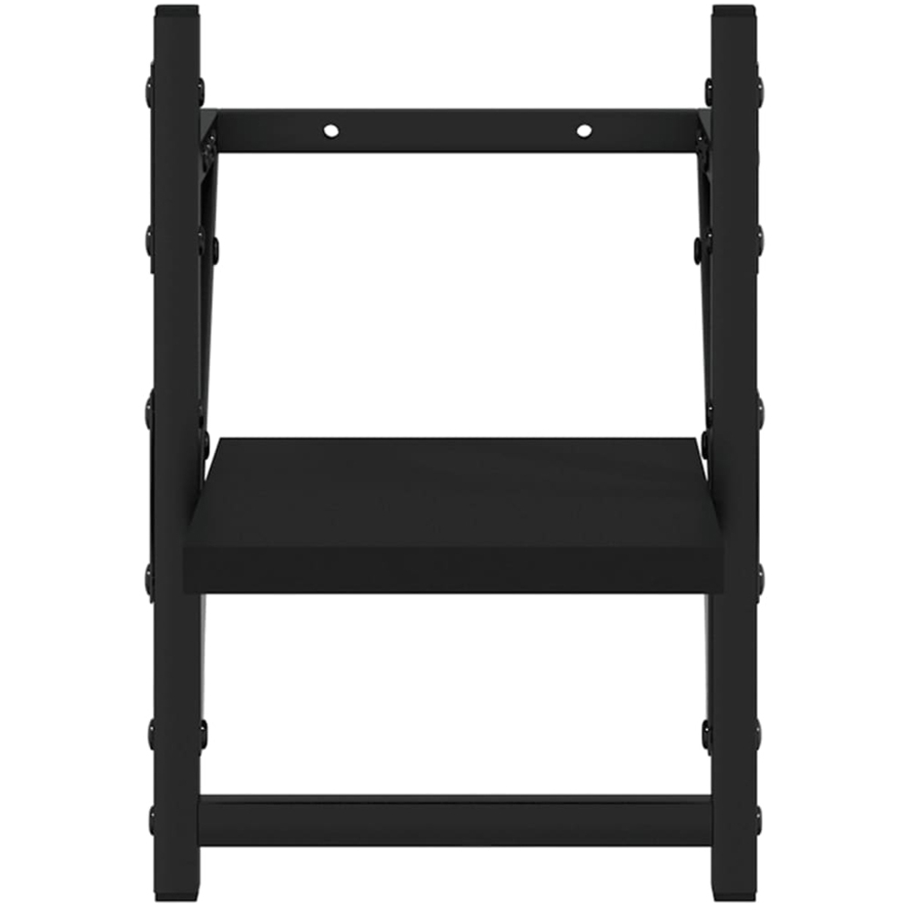 vidaXL 20cm Set of 2 Black Floating Wall Shelf with Bar Image 4