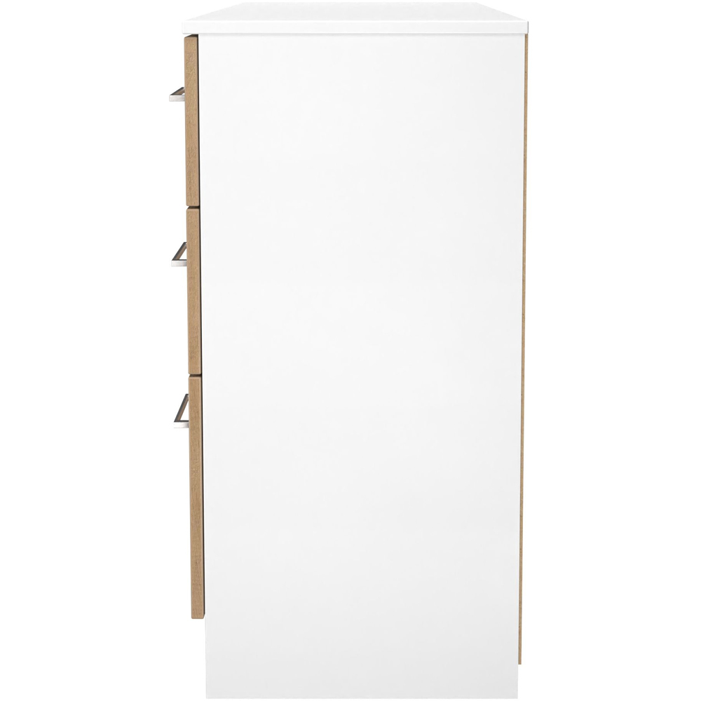 Crowndale Worcester 6 Drawer Slatt Effect and White Kneehole Desk Ready Assembled Image 4