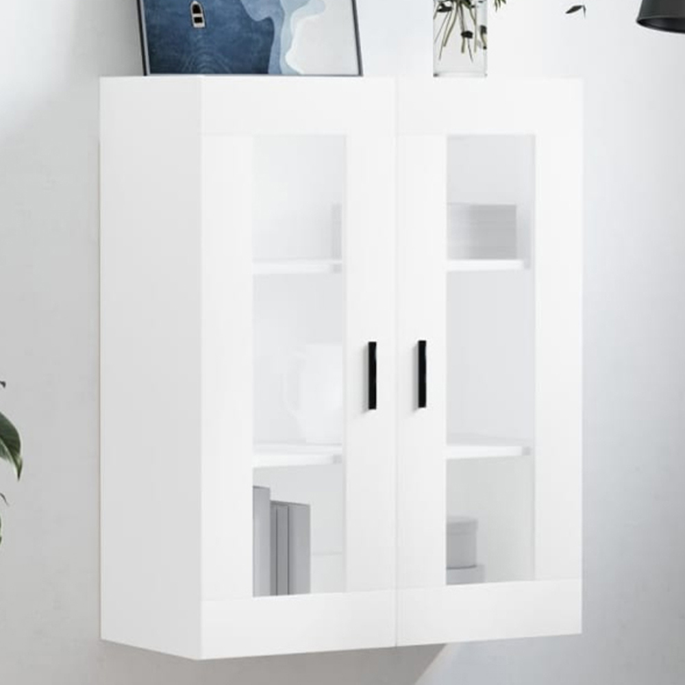 vidaXL 2 Glass Door White Wall Mounted Cabinet Image 1