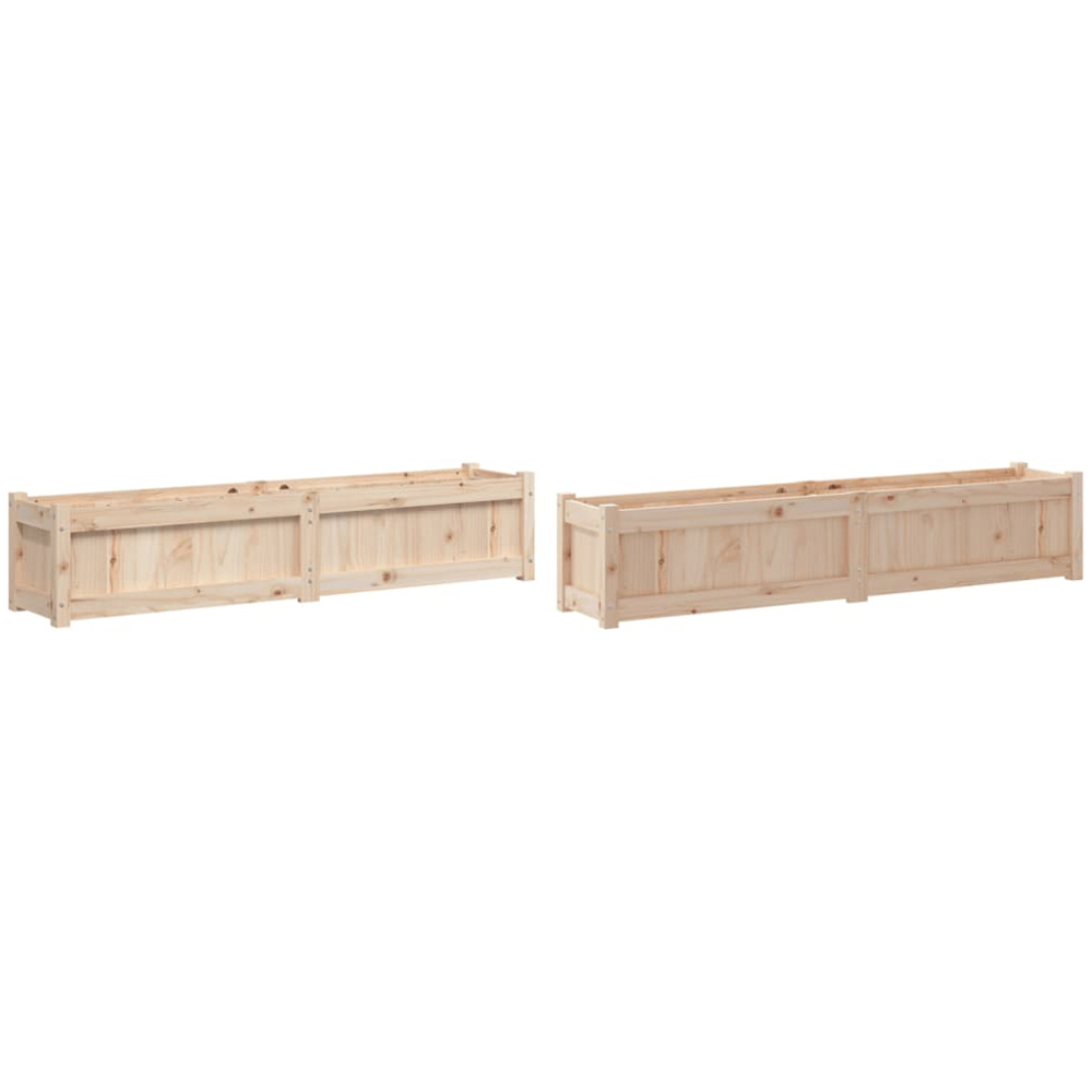 vidaXL Natural Solid Pine Wood Garden Planter 31 x 150 x 31cm 2 Pack Image 2