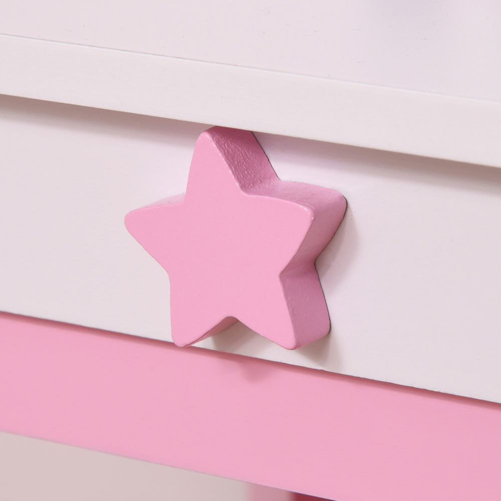 Playful Haven Kids Single Drawer Pink Dressing Table Set with Mirror Image 3