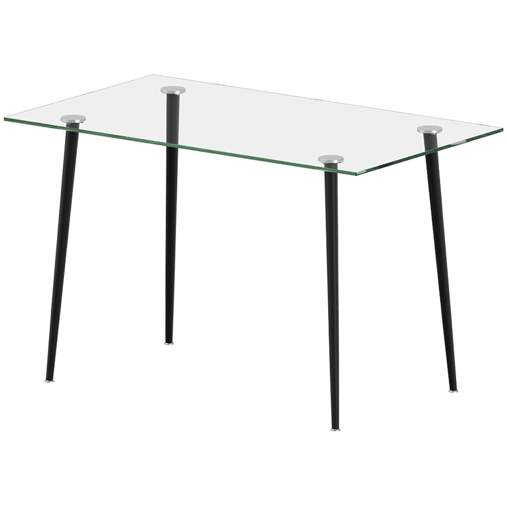 Living and Home 4 Seater Glass Top Dining Table Black Image 2