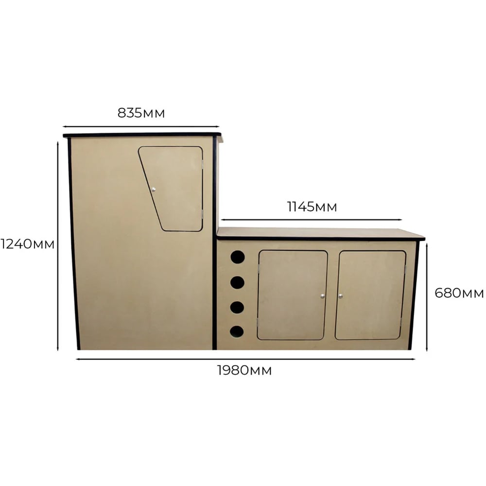 MonsterShop Left Hand Drive MDF Camper Van Kitchen Unit Image 6