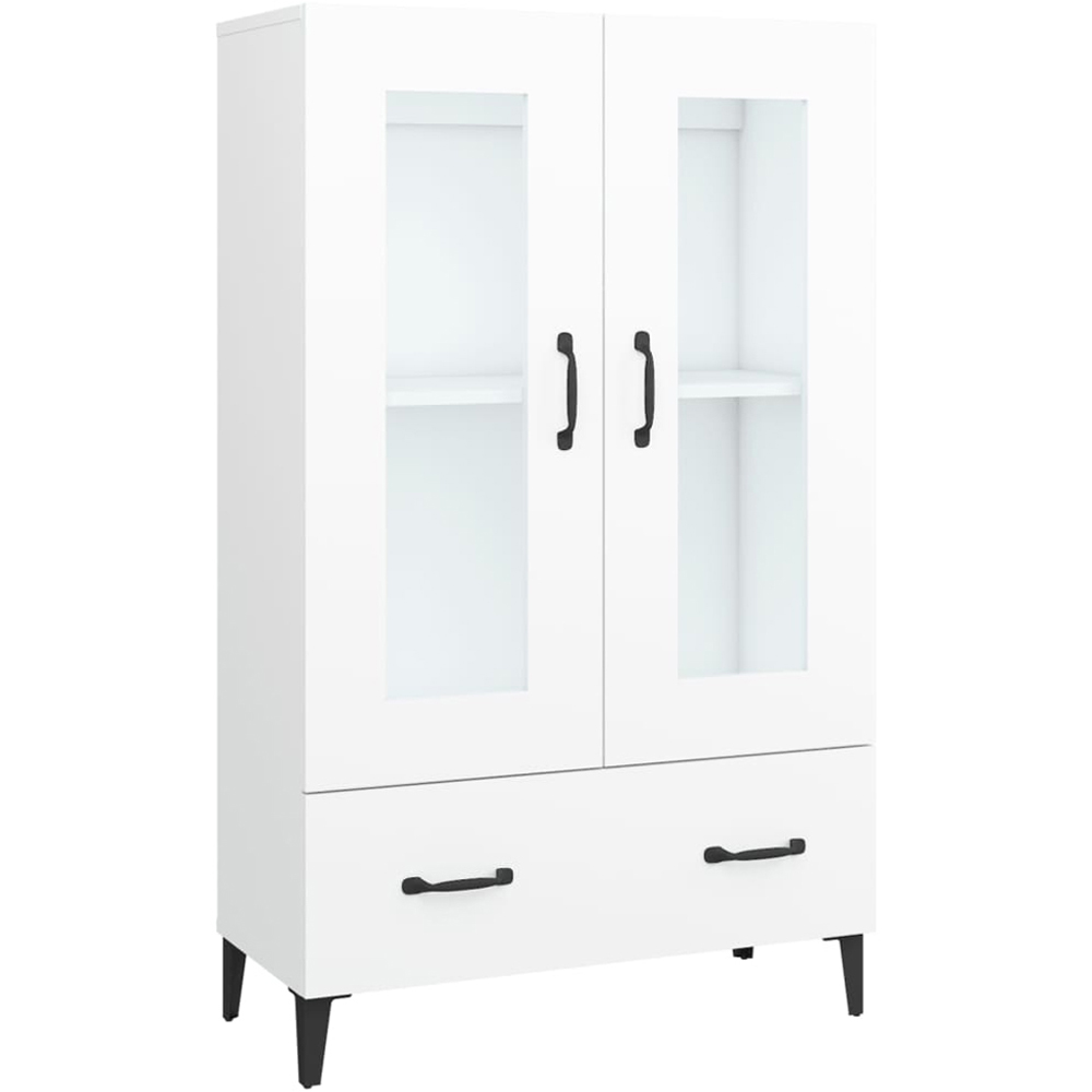 vidaXL 2 Glass Door Single Drawer White Highboard Image 2