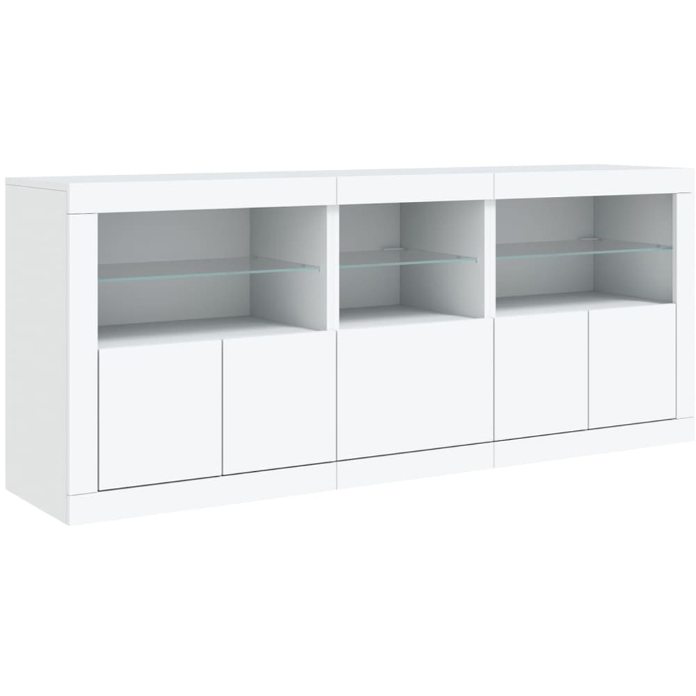 vidaXL 5 Door 6 Shelf White LED Sideboard 3 Piece Image 4