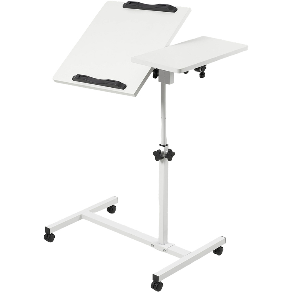 Living and Home Tilting Adjustable Laptop Desk with Castors White Image 3