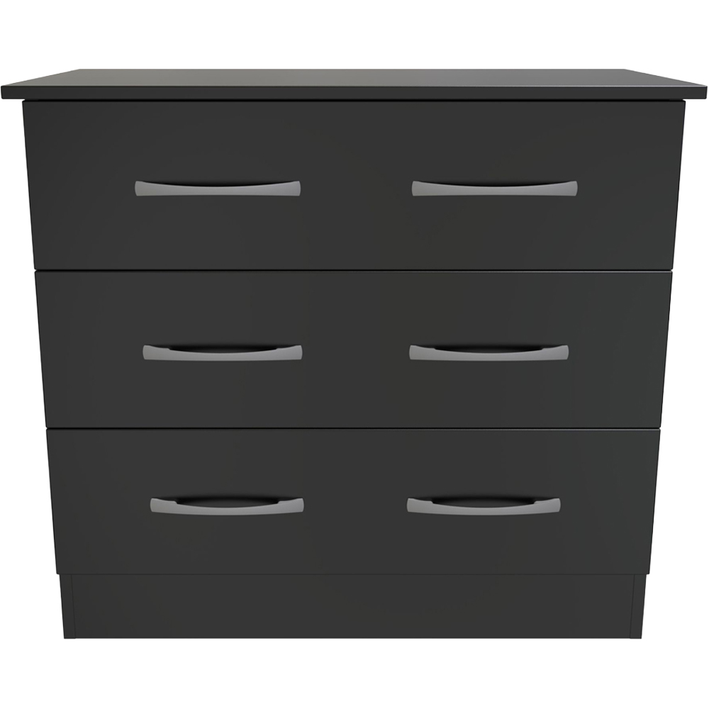 Crowndale Avon 3 Drawer Matt Black Chest of Drawers Ready Assembled Image 2