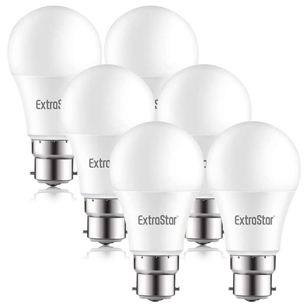 ExtraStar 6 Pack B22 9W Daylight Ball LED Light Bulb Image 1