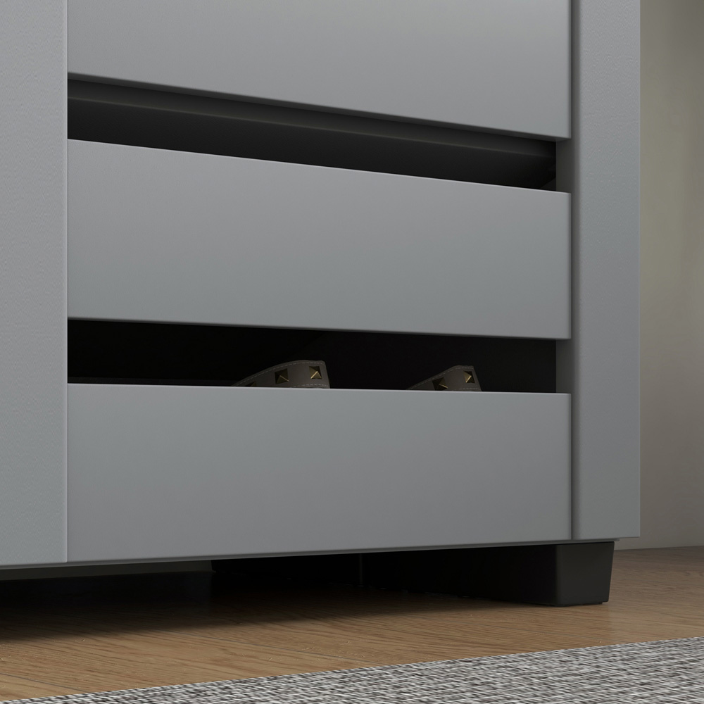 Portland 2 Door Grey Slatted Shoe Storage Cabinet Image 3