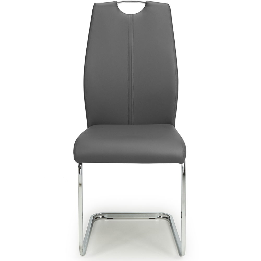Toledo Set of 4 Grey Leather Effect Dining Chairs Image 2
