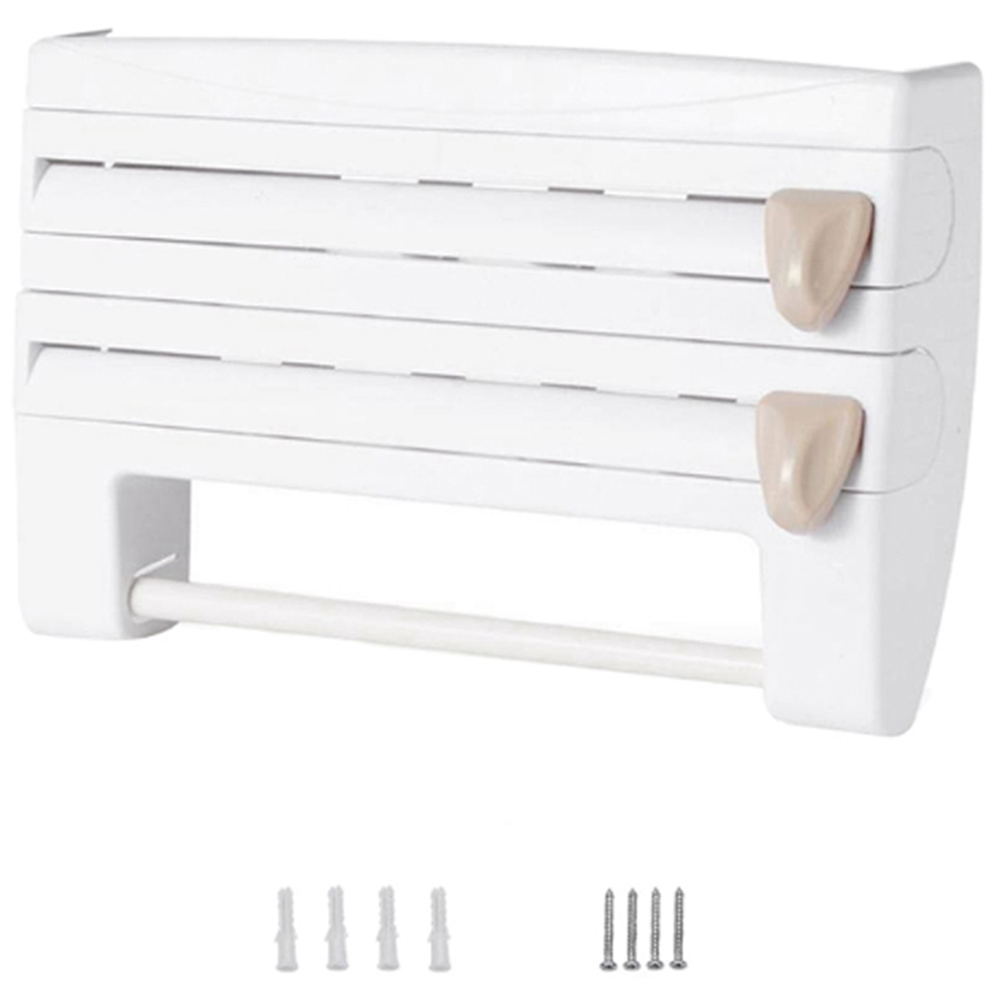 Living And Home WH0670 White Kitchen Towel Holder With Cutter Image 3