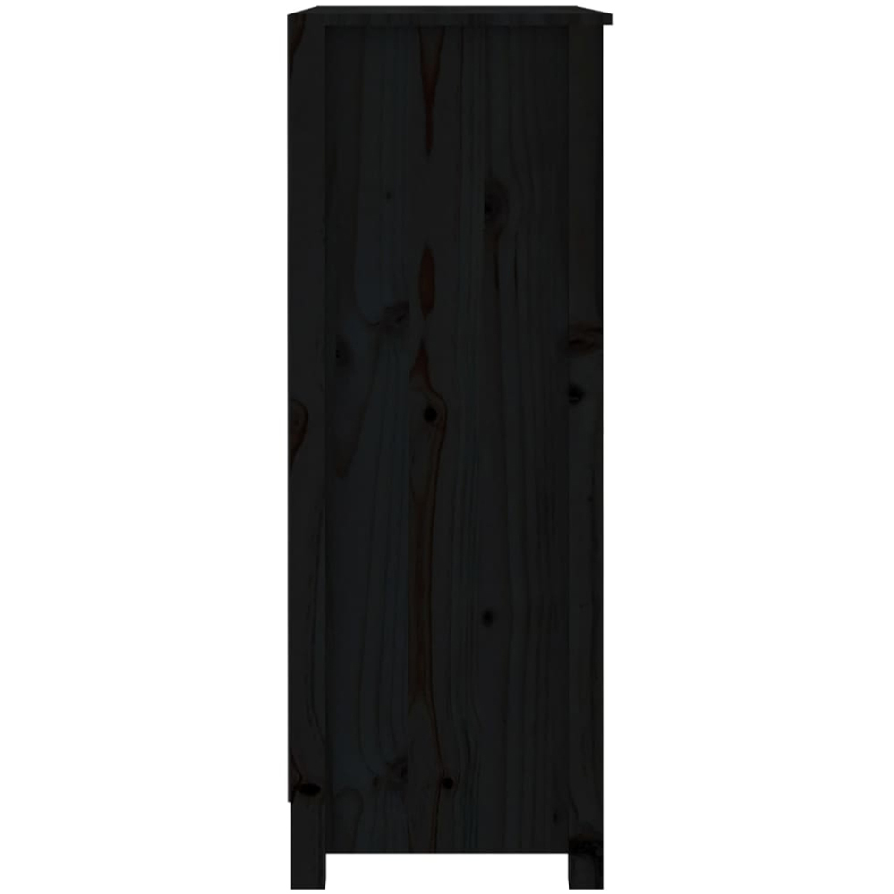 vidaXL 3 Shelf Black Solid Pine Wood Bookcase Image 5