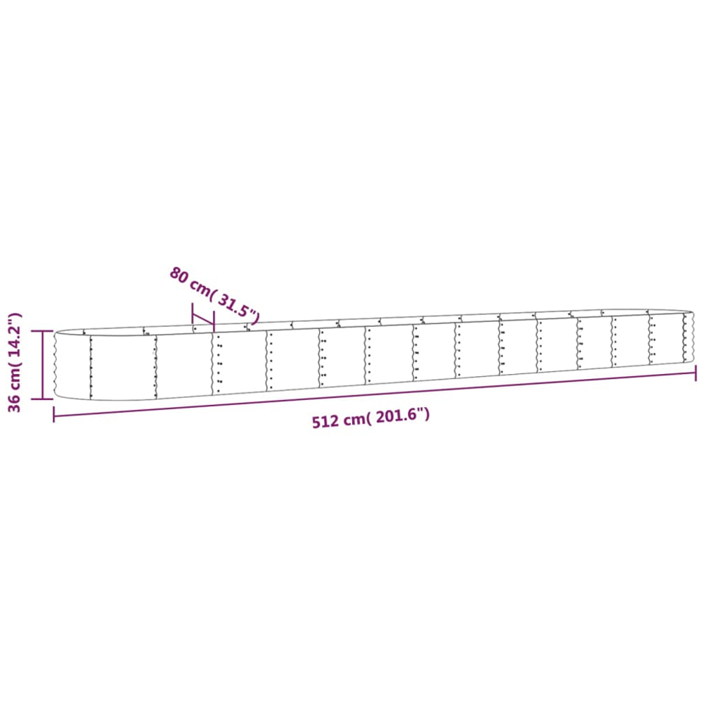 vidaXL Green Galvanised Steel Raised Garden Bed 36 x 80 x 512cm Image 5