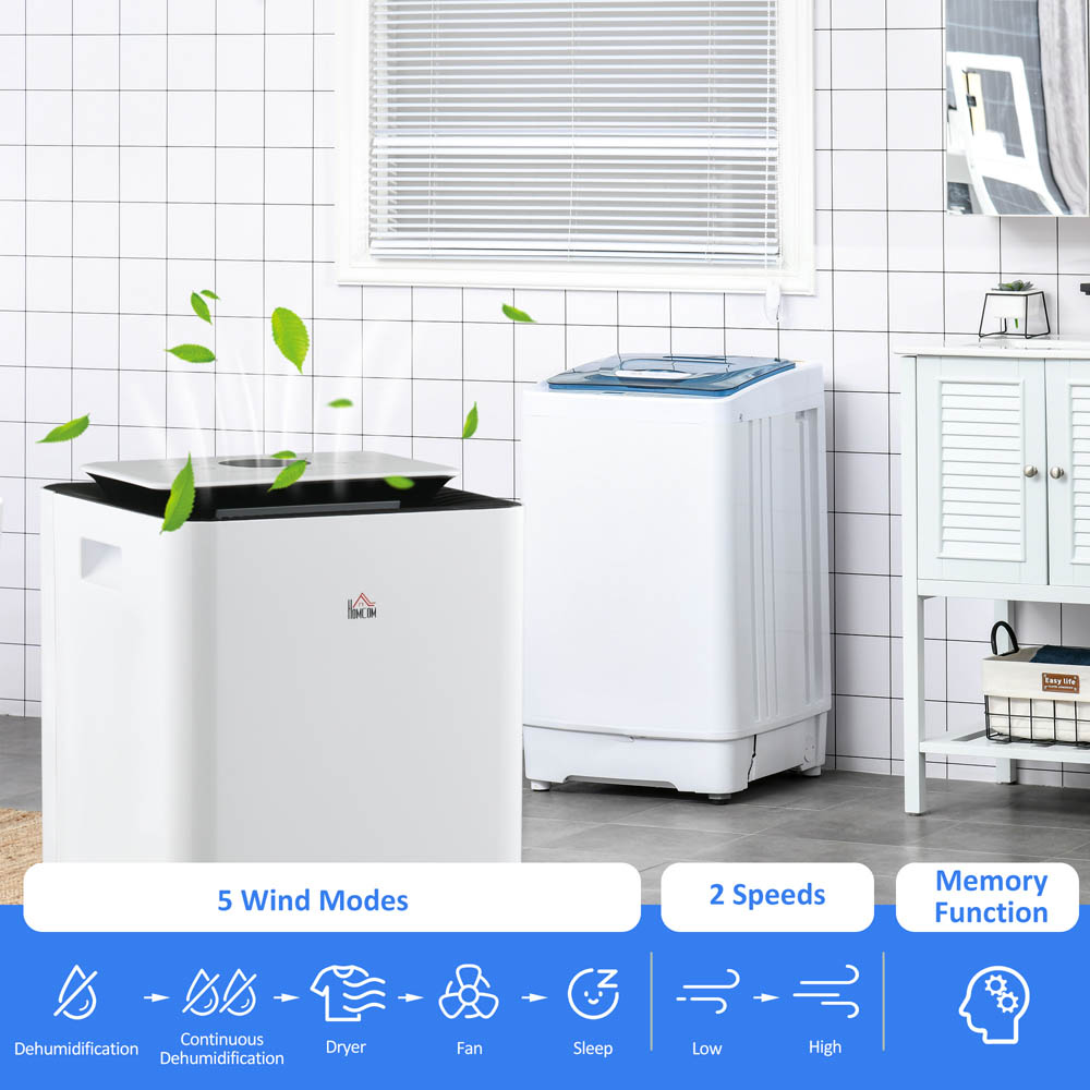 Portland White Portable Dehumidifier with Air Purifier 16L Per Day Image 5