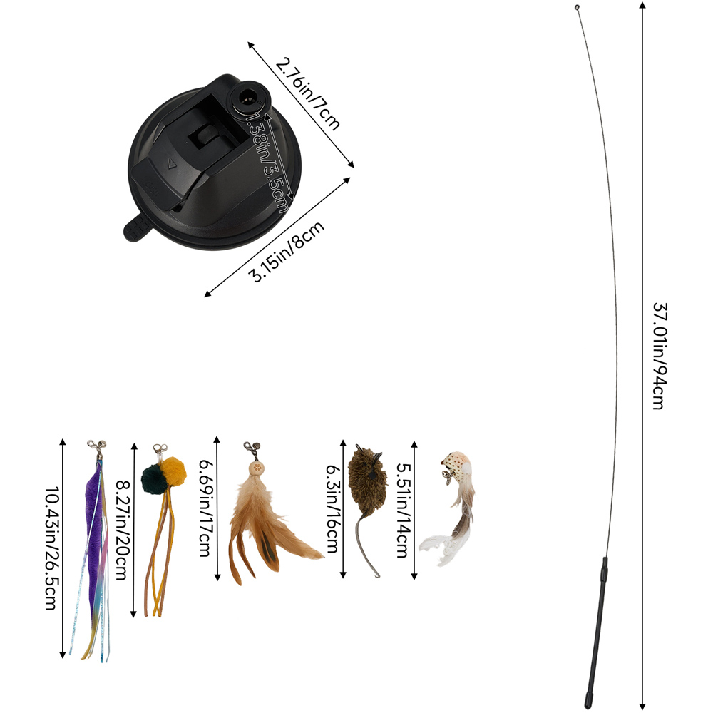 H&O Direct 7 Piece Suction Cup Cat Teaser Wand Toy Set Image 6