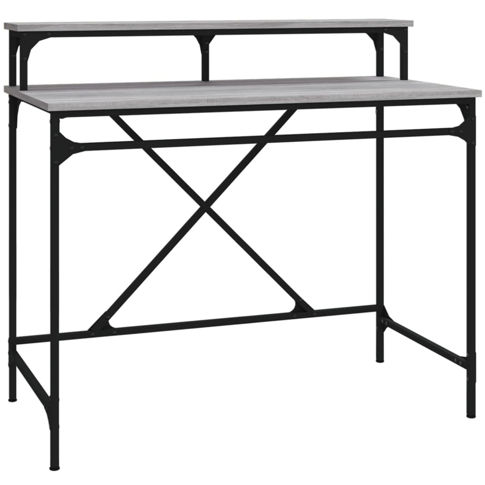 vidaXL Single Shelf Industrial Style Computer Desk Grey Sonoma Image 2