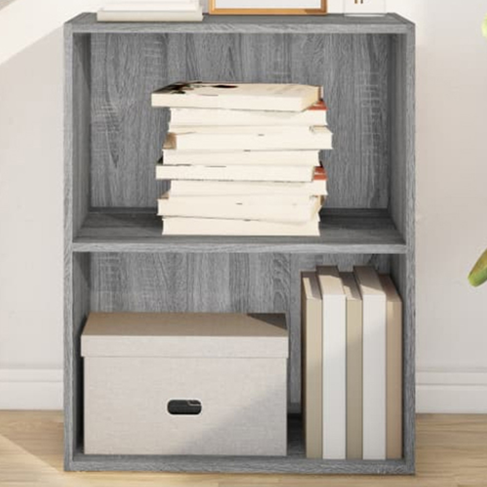vidaXL 2 Shelf Grey Sonoma Bookcase Image 1