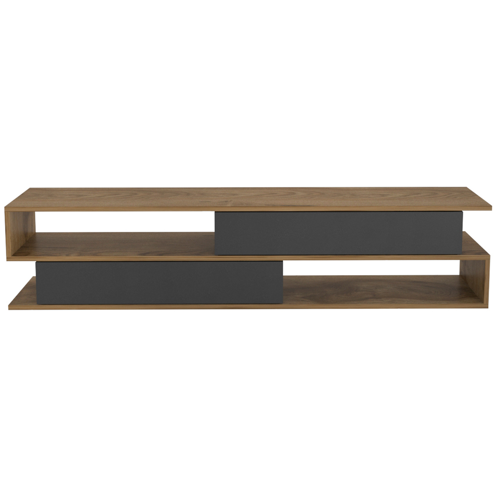 Decorotika Cortez 2 Door 2 Shelf Black and Oud TV Unit Image 2