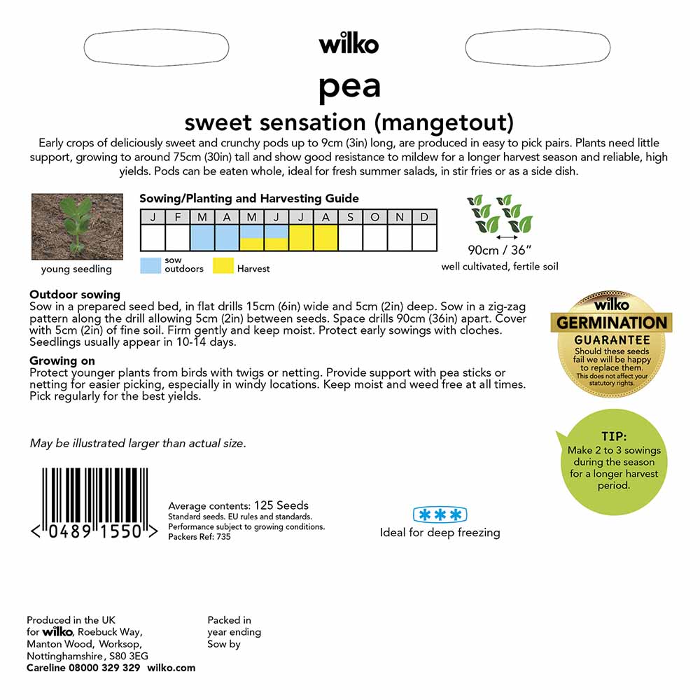 Wilko Pea Mangetout Sweet Sensation Seeds Wilko