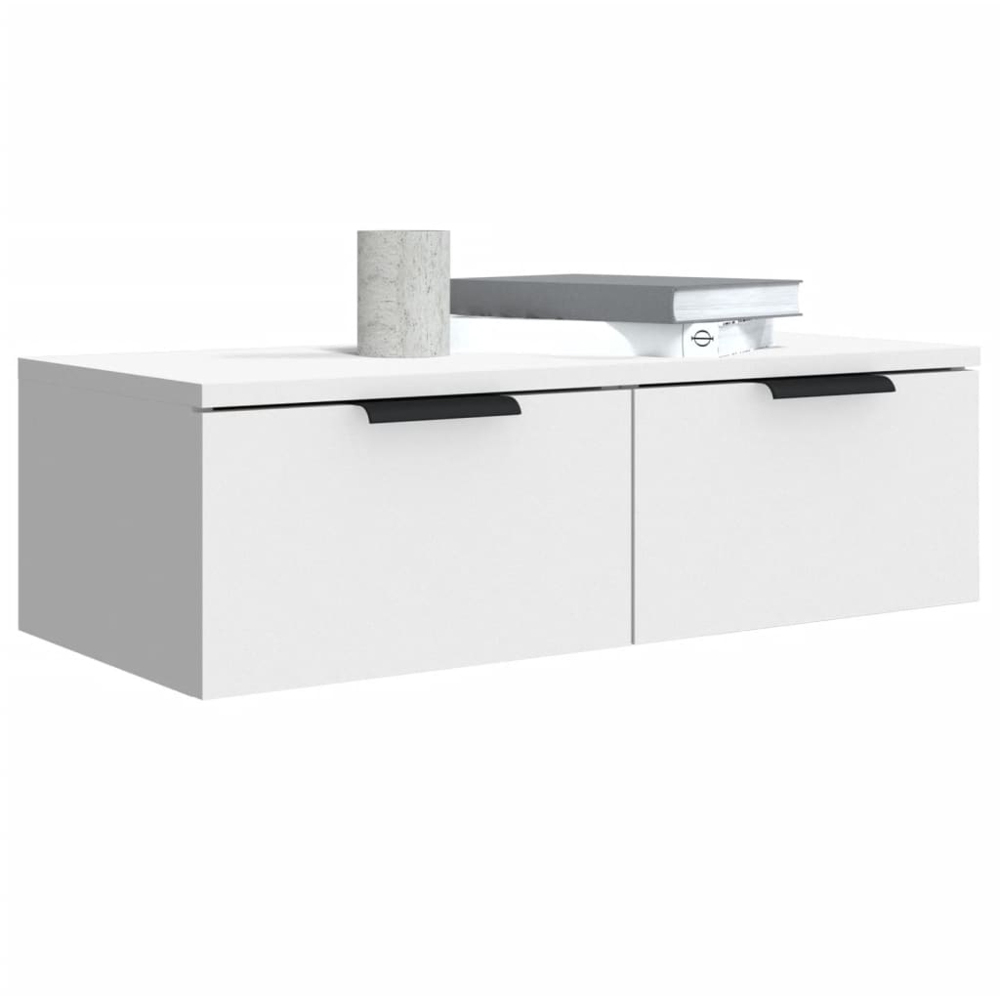 vidaXL 2 Drawer White Wall Mounted Cabinet Image 3