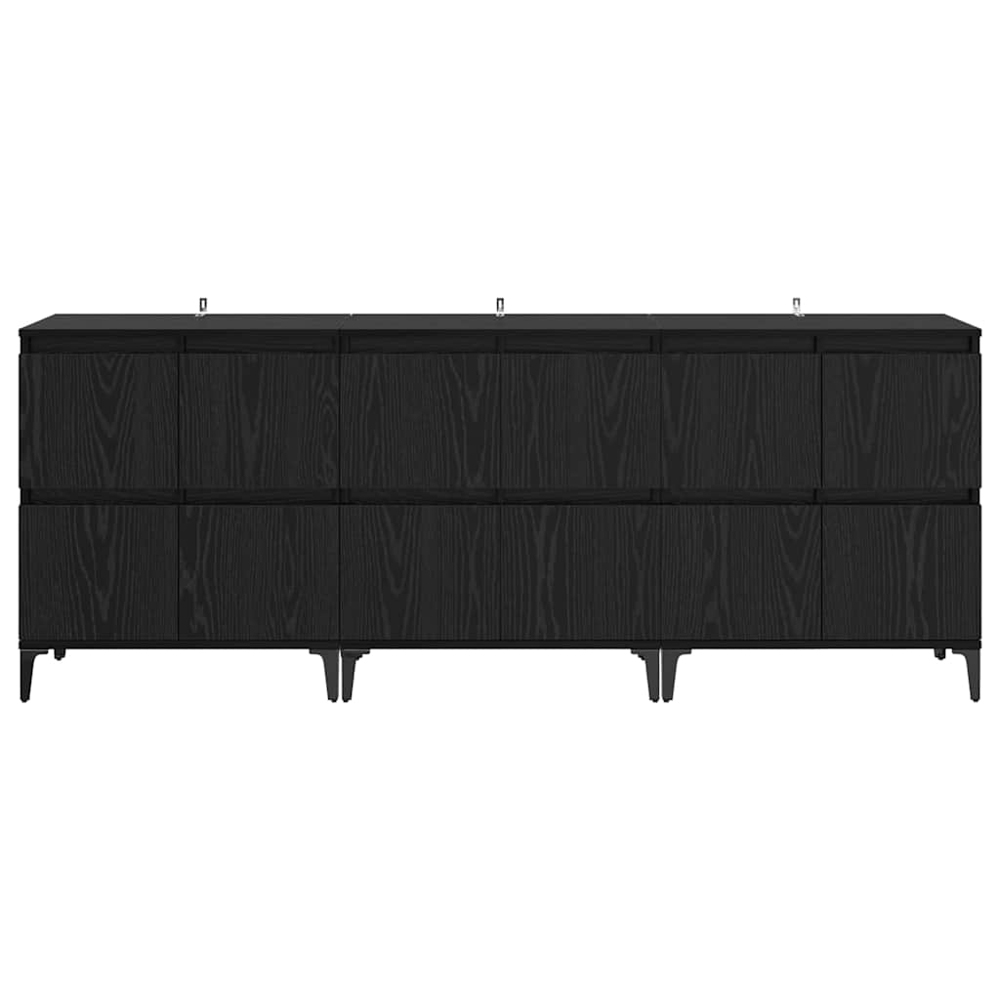 vidaXL 4 Door Black Oak Sideboard Set of 3 Image 5